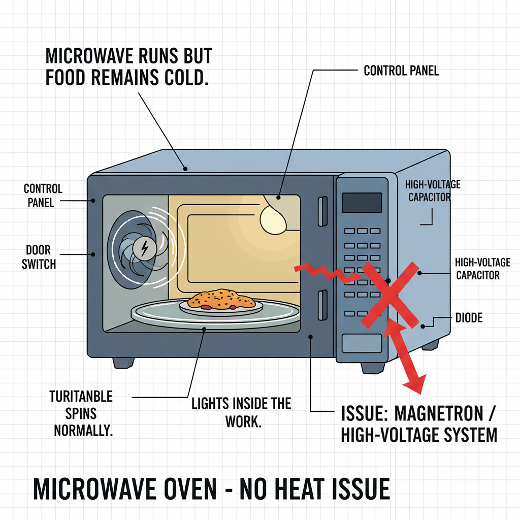 Microwave Runs But Won't Heat (Troubleshooting & Fixes) visual diagram