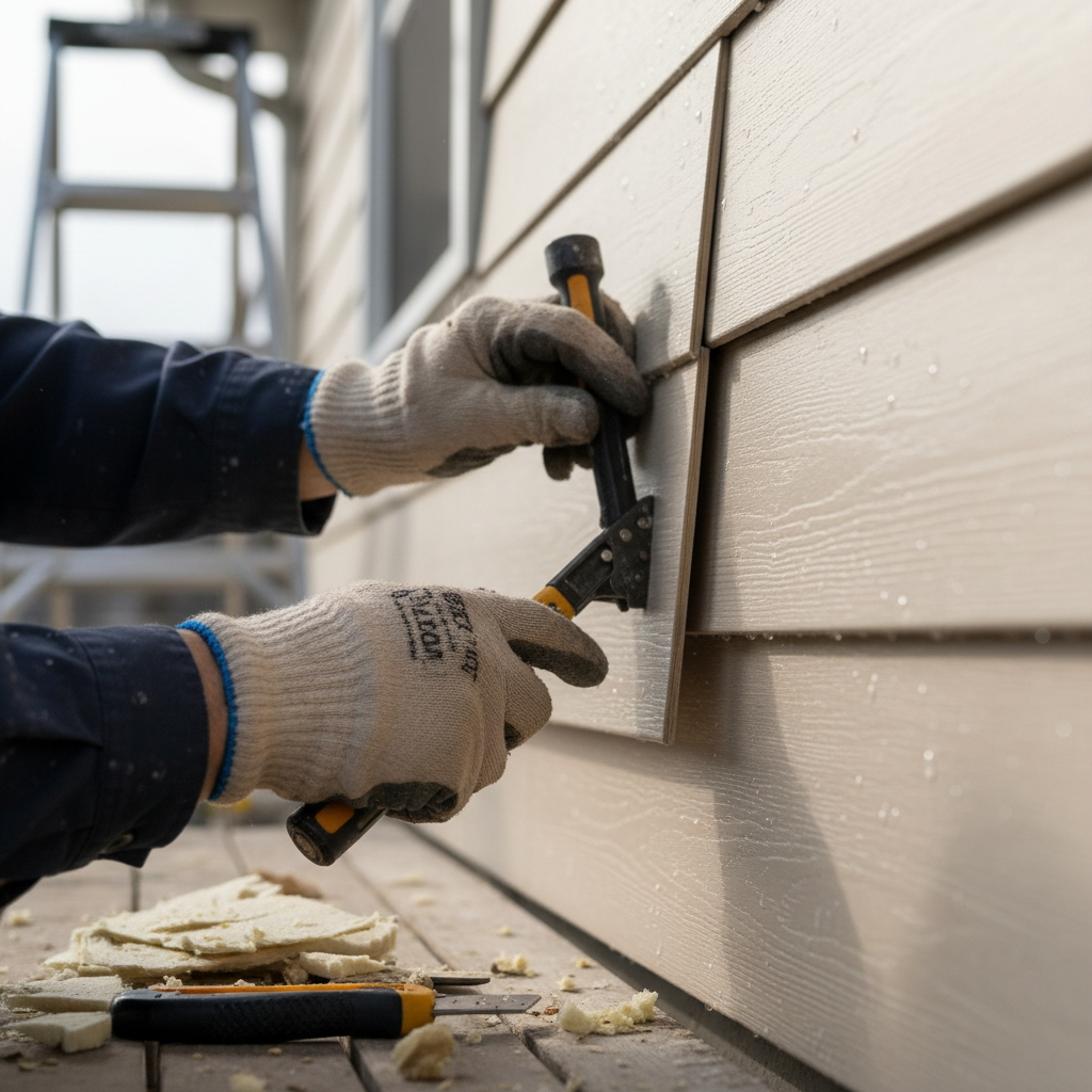 Replacing a Single Damaged Vinyl Siding Panel (Troubleshooting & Fixes) professional repair detail