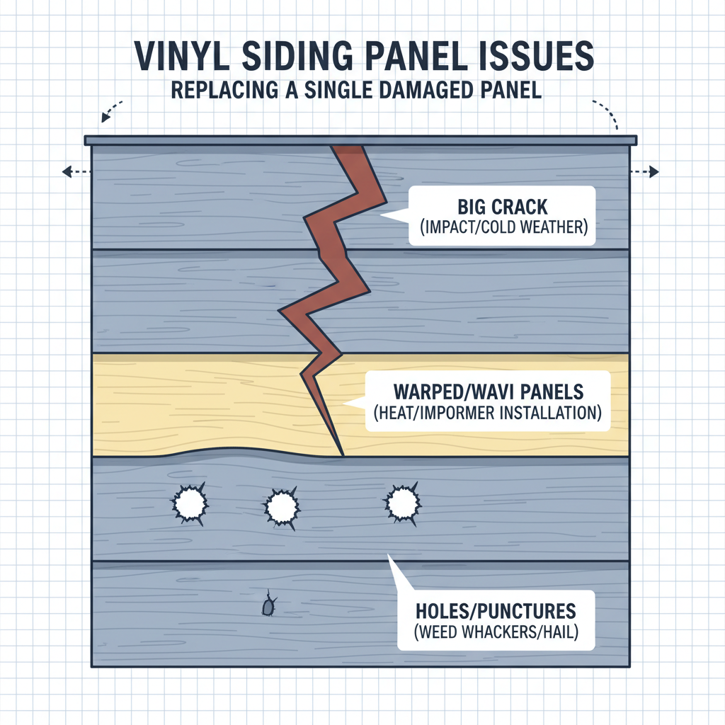 Replacing a Single Damaged Vinyl Siding Panel (Troubleshooting & Fixes) visual diagram