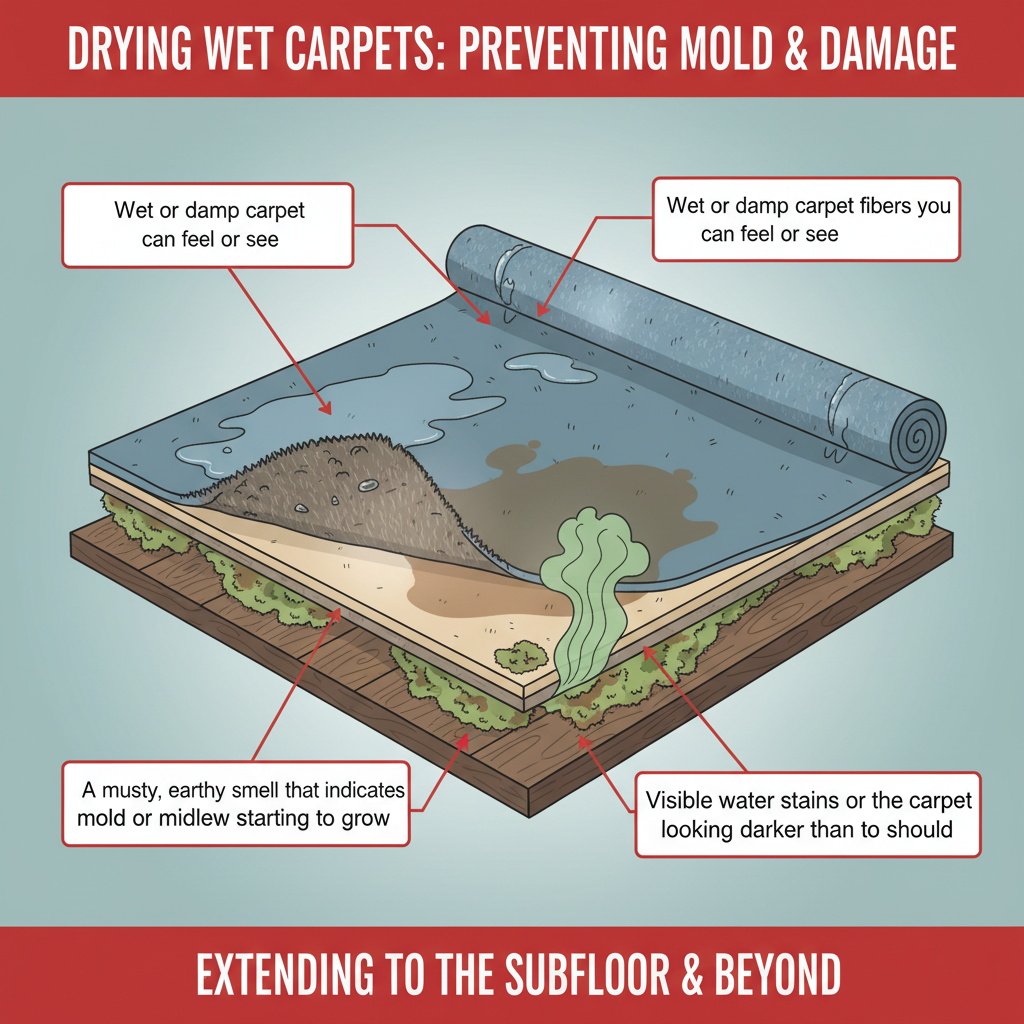 Drying a Wet Carpet After a Leak (Troubleshooting & Fixes) visual diagram