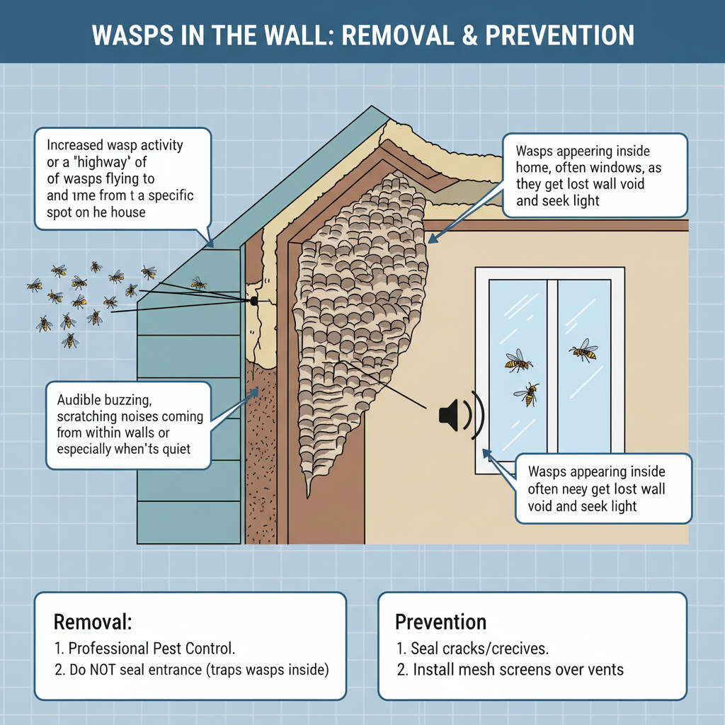 Wasp Nest in Wall or Attic, Requiring Removal & Prevention. Troubleshooting & Fixes (2024 Guide) visual diagram