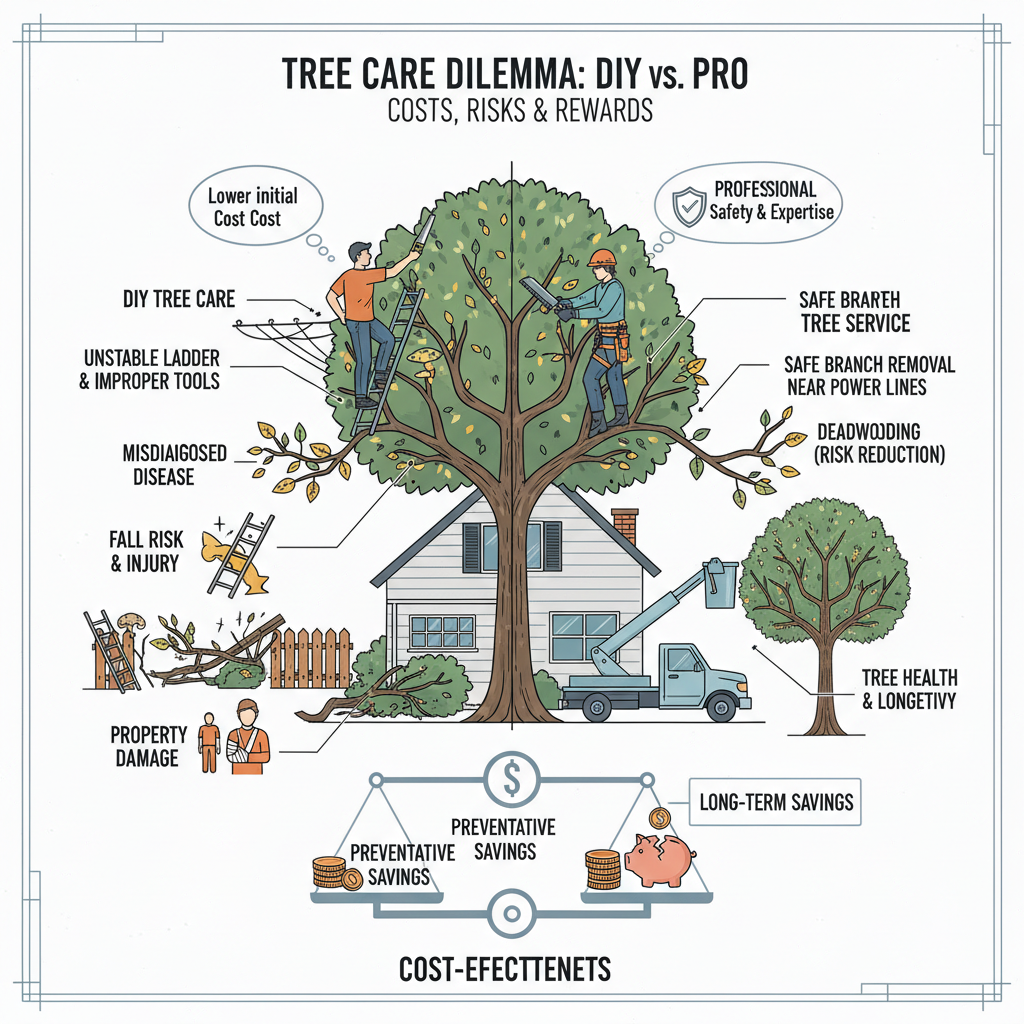 DIY Tree Work vs. Calling a Pro (Troubleshooting & Fixes) visual diagram