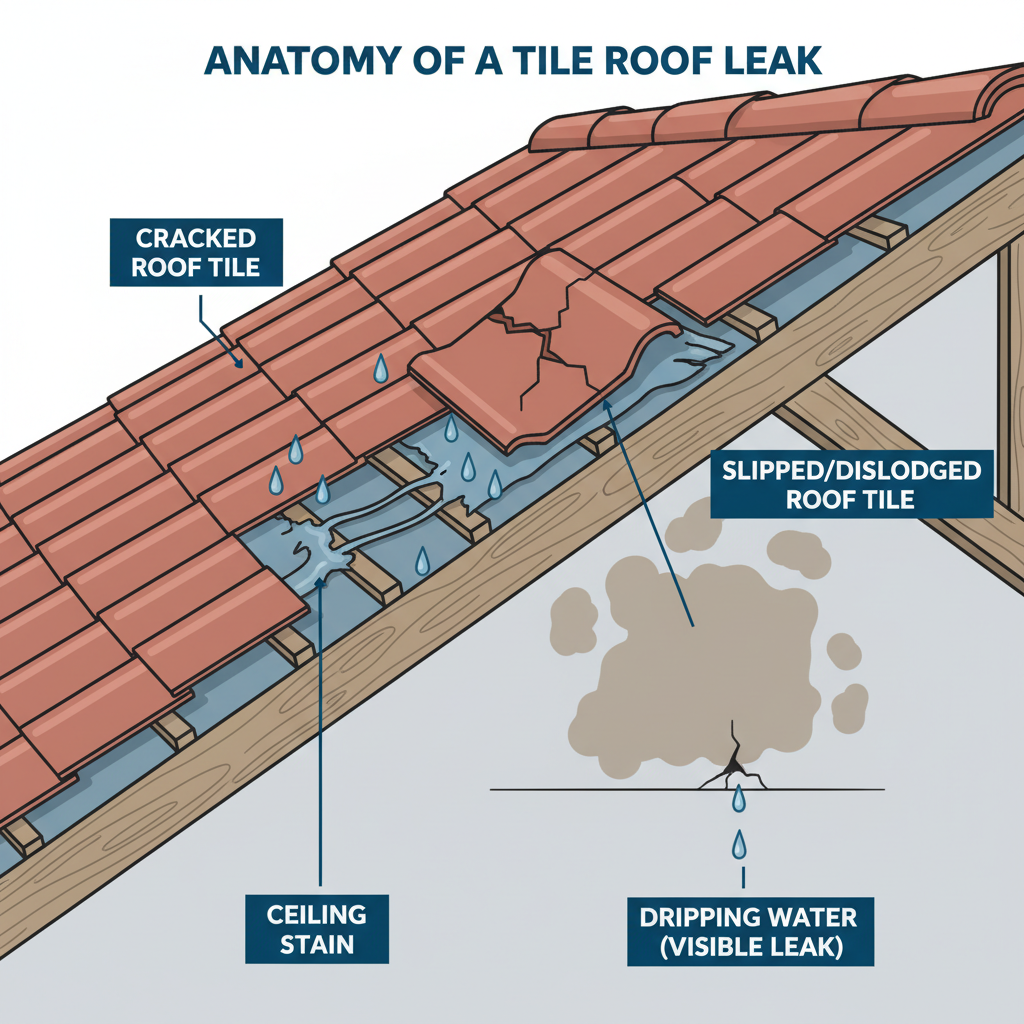 Tile Roof Repair (Cracked & Broken Tiles) (Troubleshooting & Fixes) visual diagram