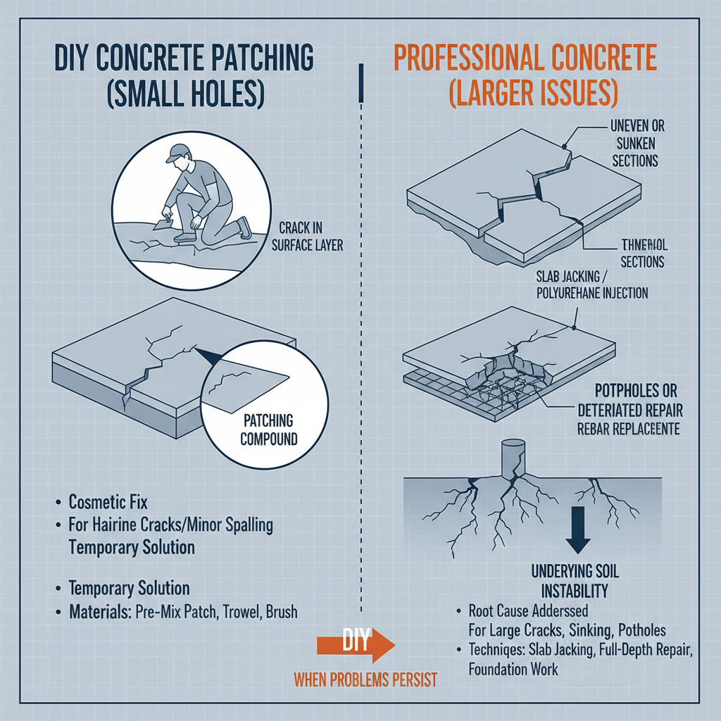 DIY Concrete Patching vs. Professional Repair: A Field Guide (2024) visual diagram