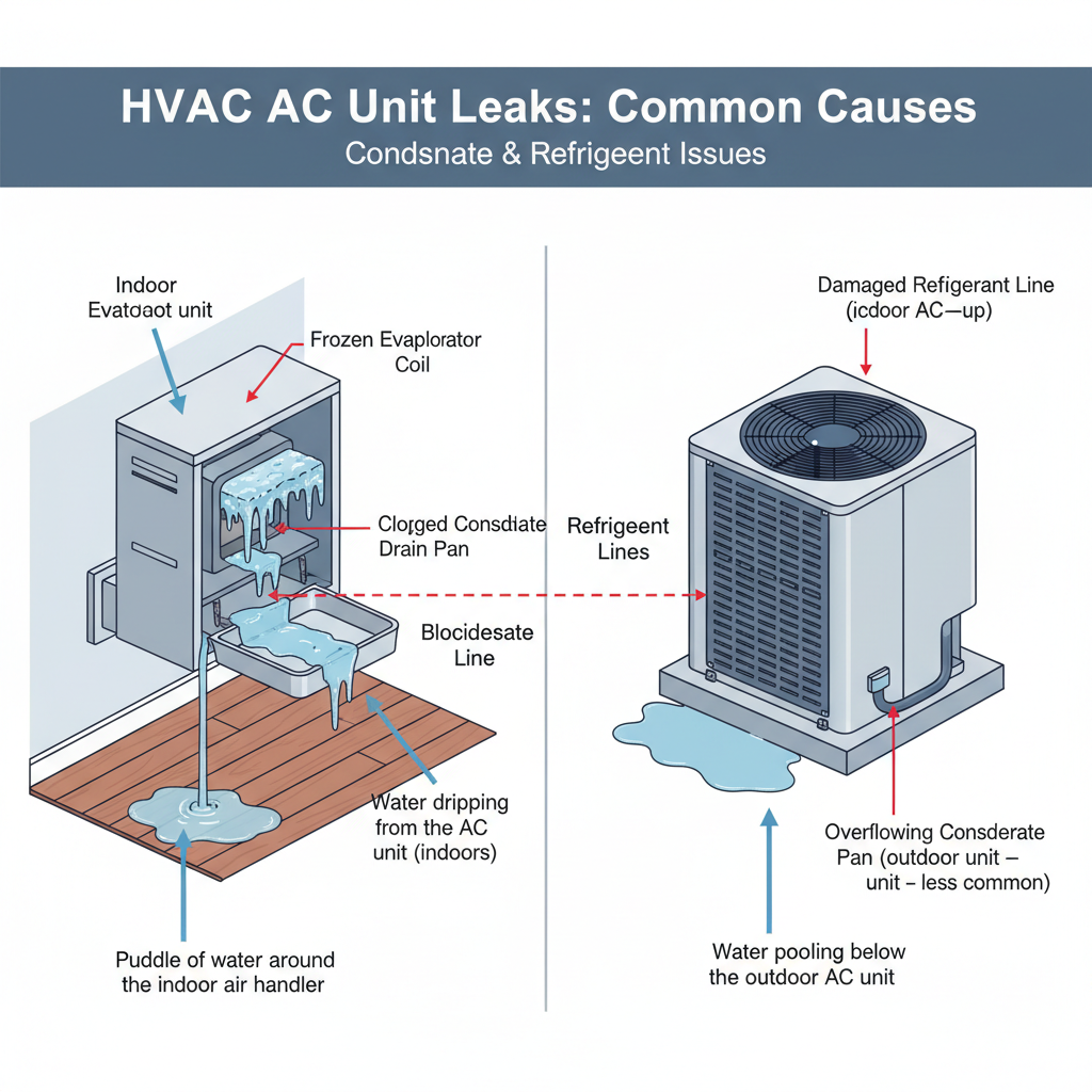 AC Unit Leaking Water (Troubleshooting & The Real Fixes) visual diagram