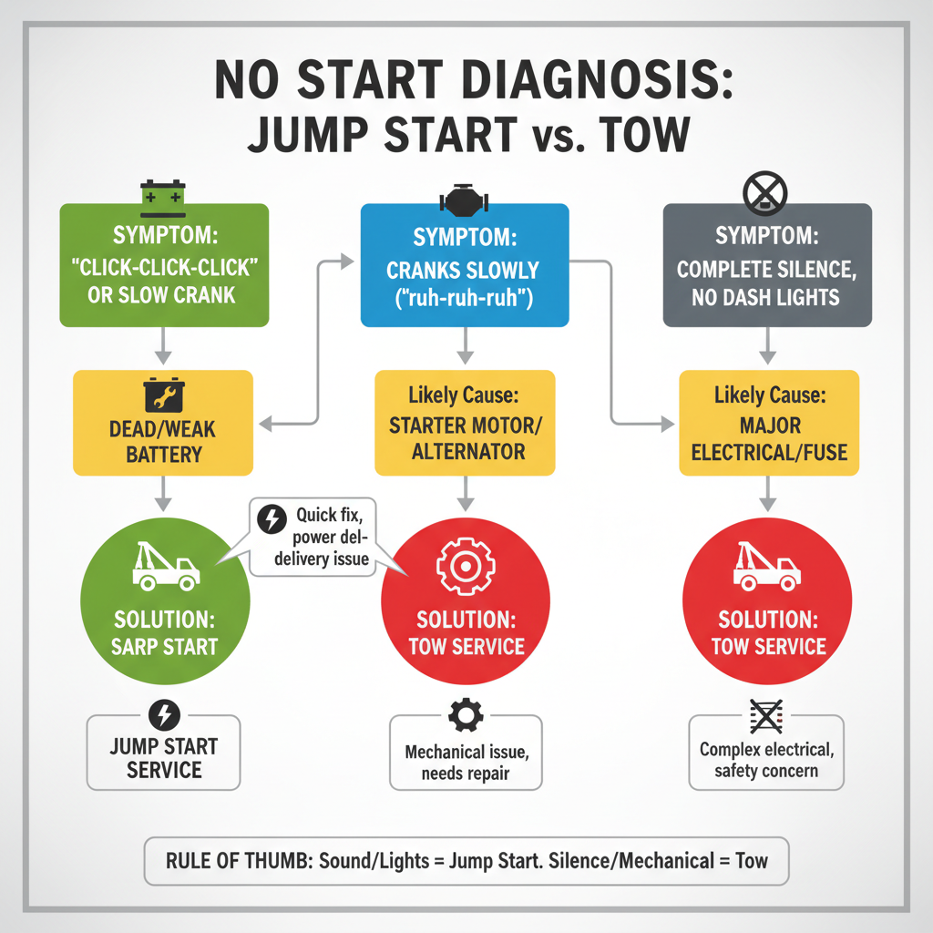 Jump Start vs. Tow Truck: What's the Right Call When You're Stranded? (Troubleshooting & Fixes) visual diagram