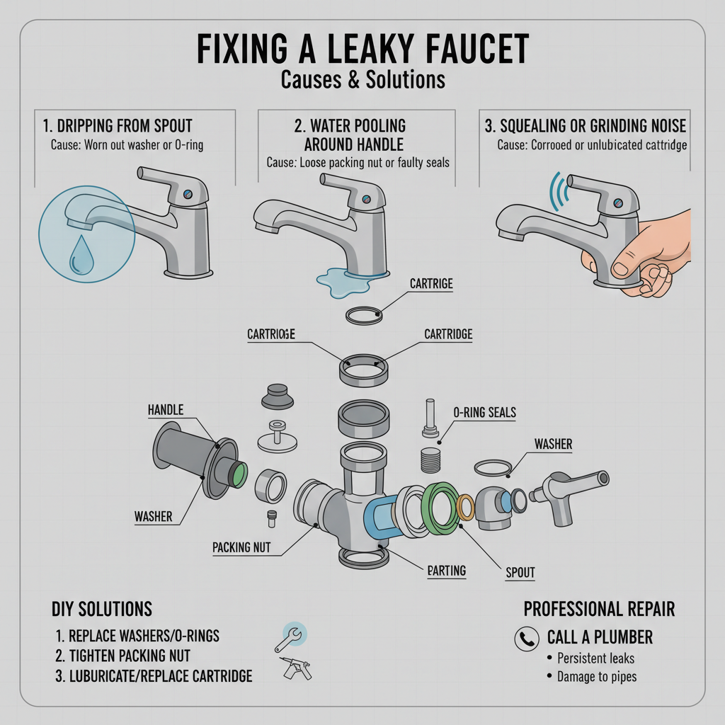 Fixing a leaky household faucet, understanding its causes, and implementing DIY or professional repair solutions. Troubleshooting & Fixes (2024 Guide) visual diagram