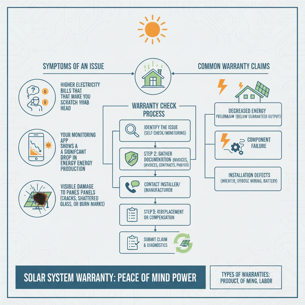 Solar System Warranty Check and How to Claim for Issues (Troubleshooting & Fixes) visual diagram