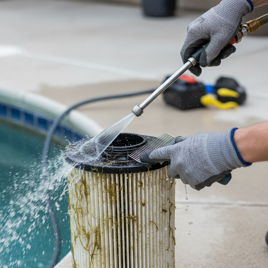 Pool Cartridge Filter Cleaning & Maintenance (Troubleshooting & Fixes) professional repair detail