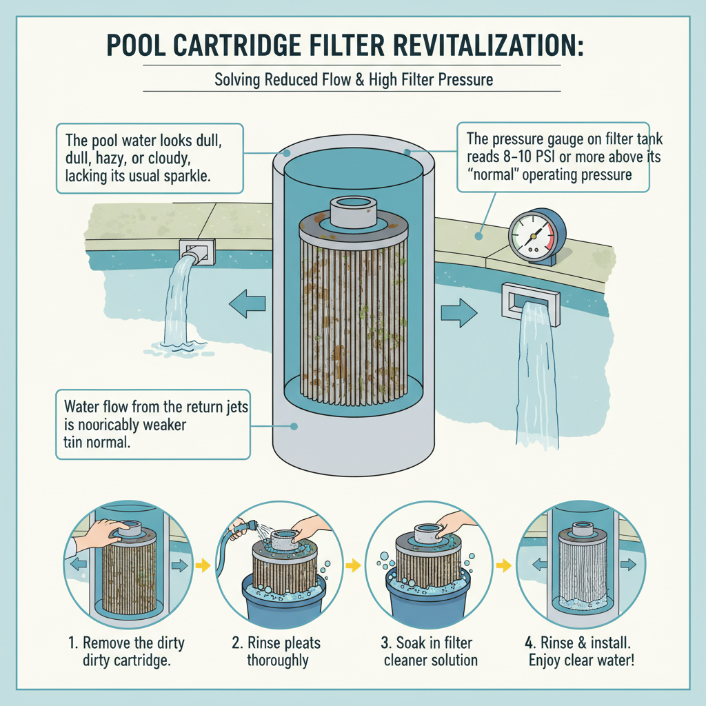 Pool Cartridge Filter Cleaning & Maintenance (Troubleshooting & Fixes) visual diagram