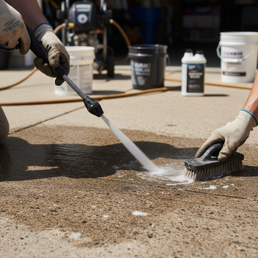 Oil Stains on Your Concrete? (Troubleshooting & Fixes) professional repair detail