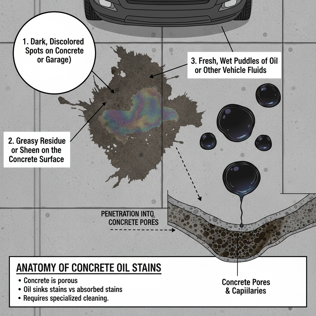 Oil Stains on Your Concrete? (Troubleshooting & Fixes) visual diagram