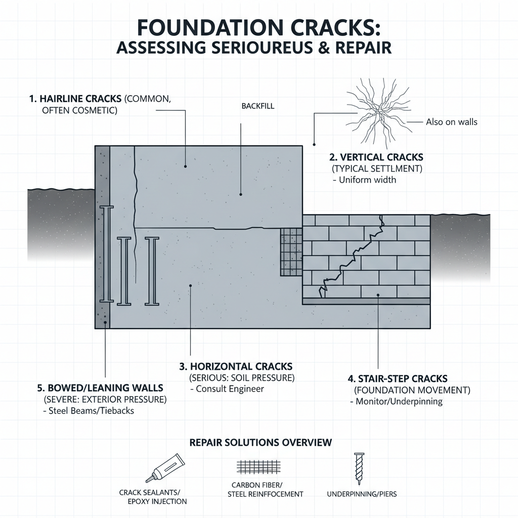 Foundation Cracks: Assessing Seriousness and Repair Solutions (A Field Vet's Guide) visual diagram
