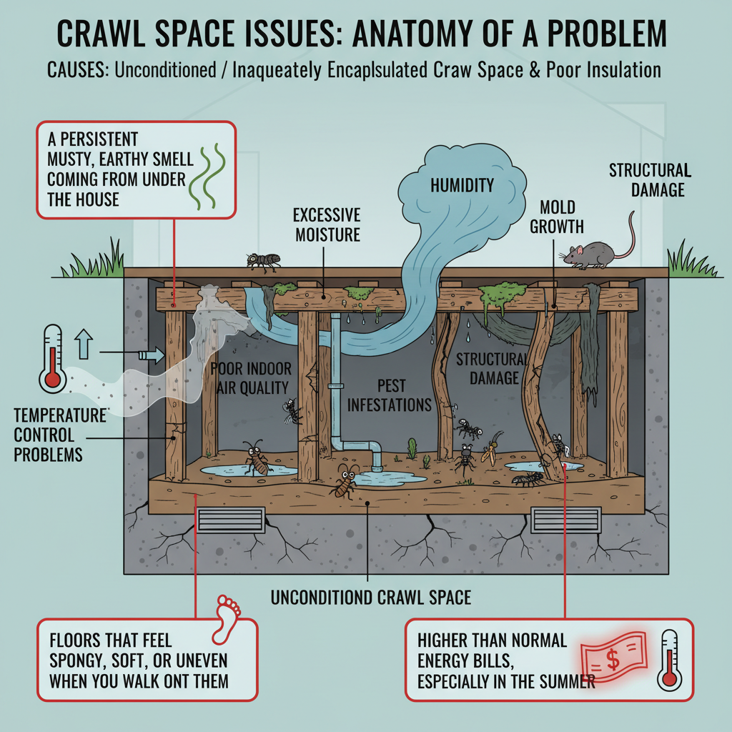 Crawl Space Issues Troubleshooting & Fixes (2024 Guide from a Pro) visual diagram