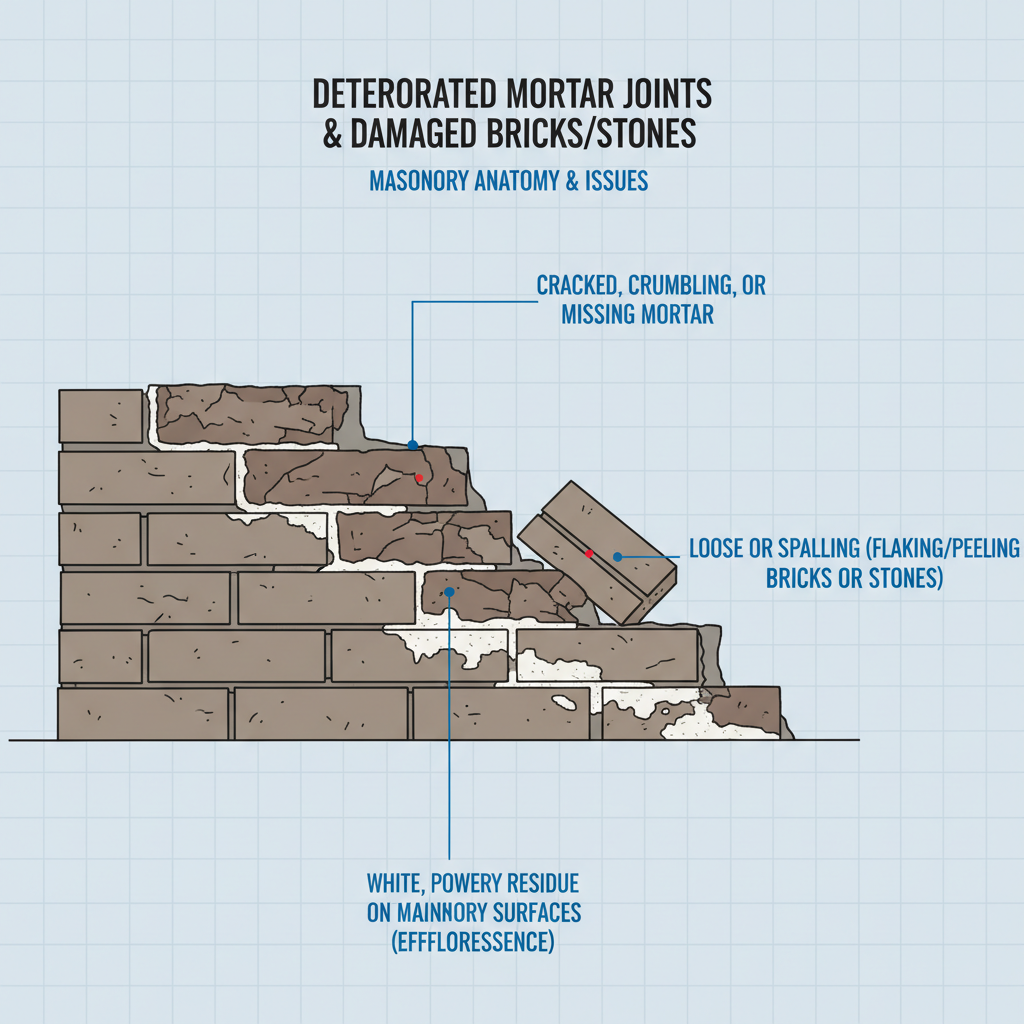 Deteriorated Mortar Joints and Damaged Bricks Troubleshooting & Fixes (2024 Guide) visual diagram