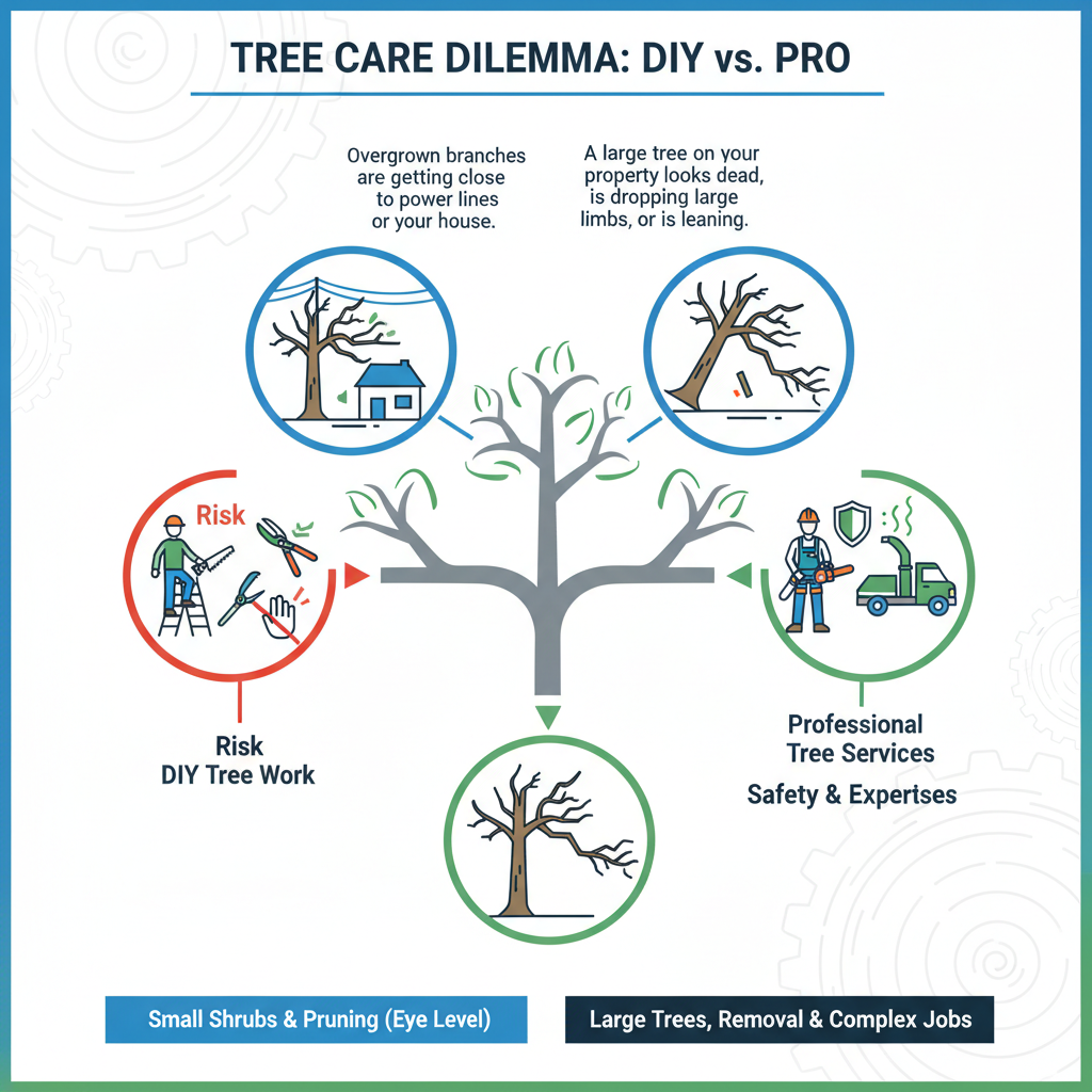 DIY Tree Work vs The Pros: When to Call for Backup (A Reality Check) visual diagram