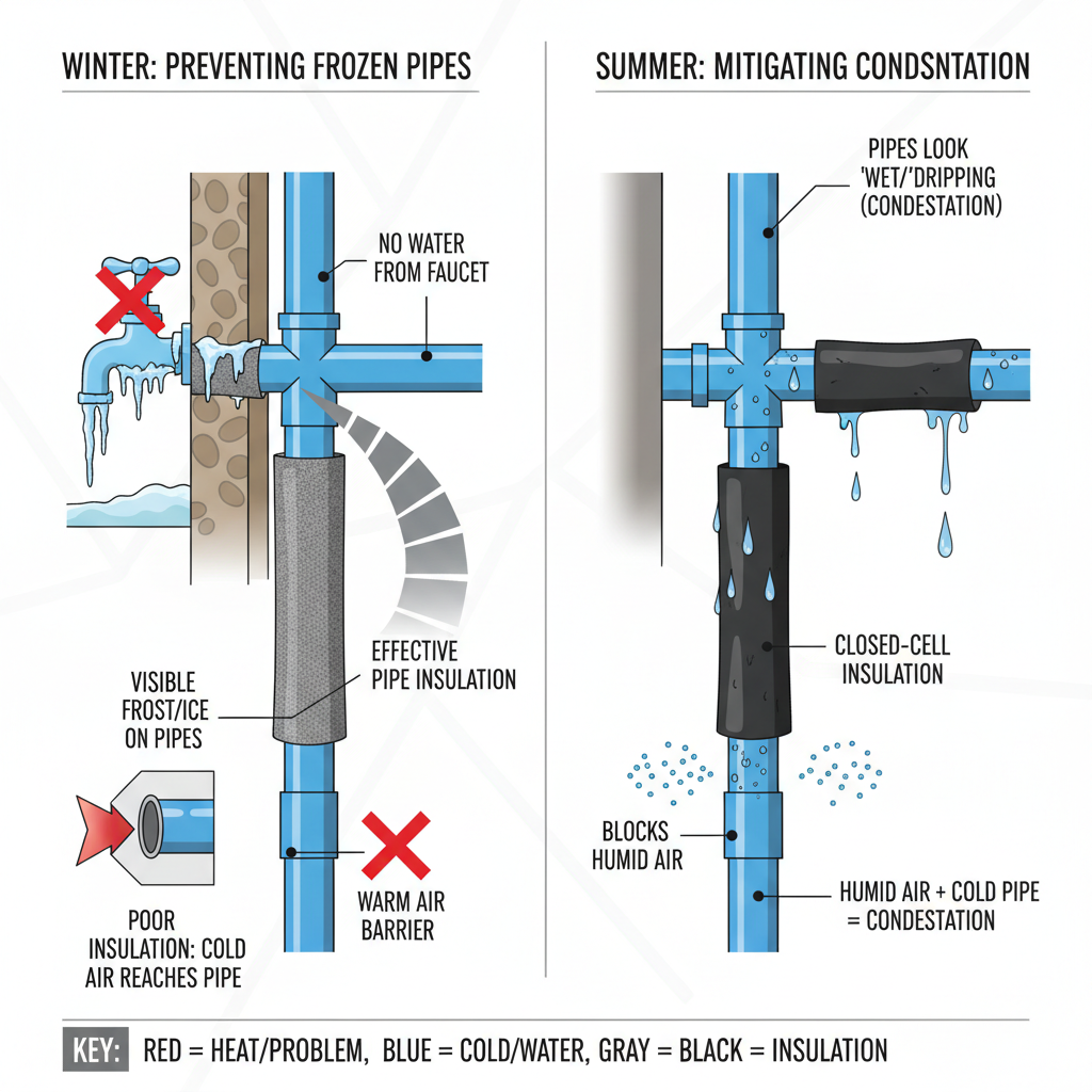 Preventing Frozen & Sweating Pipes: A Real-World Guide to Insulation (Troubleshooting & Fixes) visual diagram