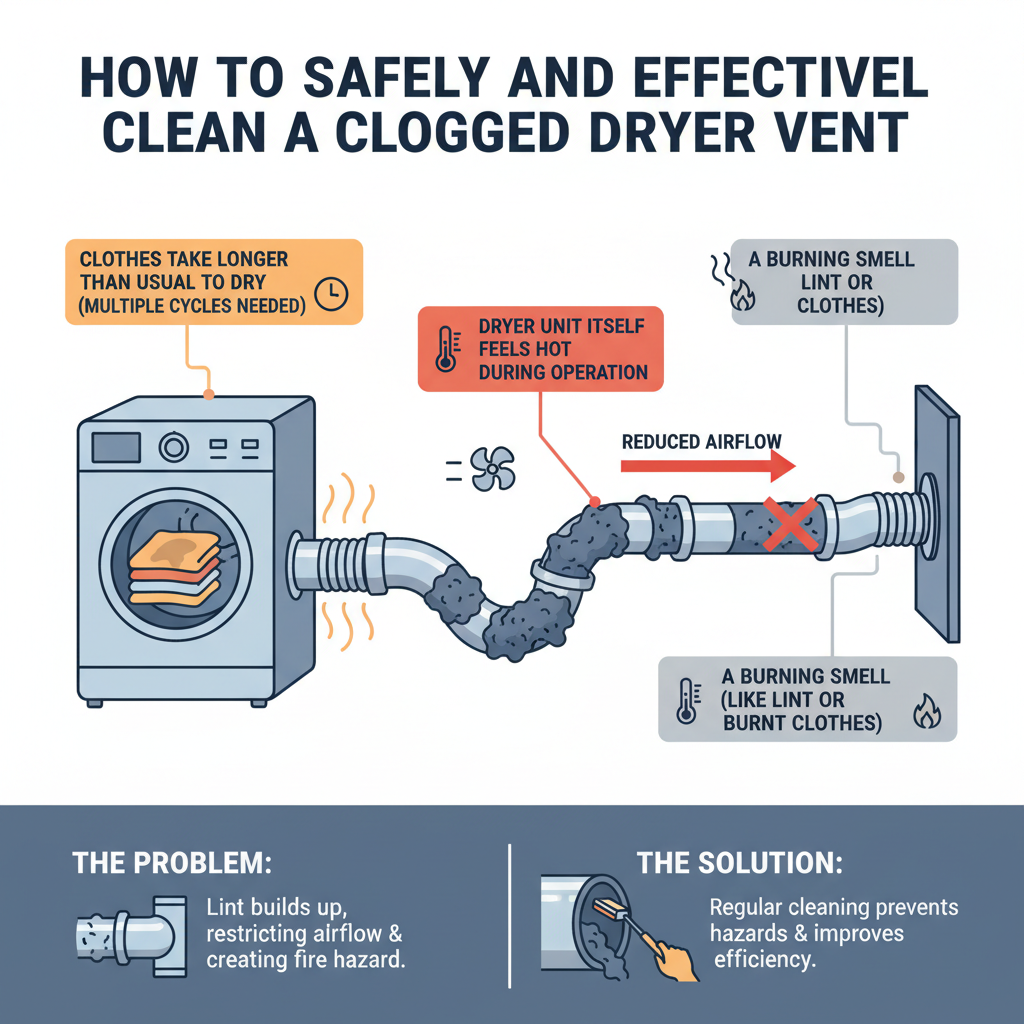 How to Safely and Effectively Clean a Clogged Dryer Vent Troubleshooting & Fixes (2024 Guide) visual diagram