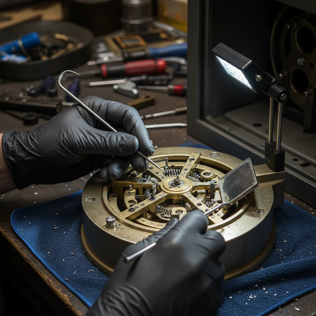 Safe Lock Not Opening & Forgot Combination (Troubleshooting & Fixes) professional repair detail