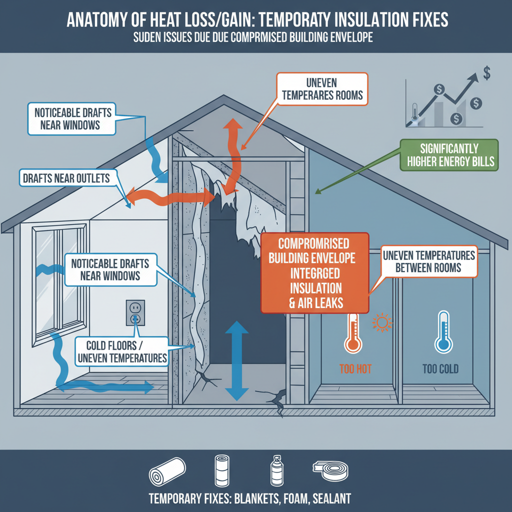 Temporary Insulation Fixes for Sudden Heat Loss (Troubleshooting & Fixes) visual diagram