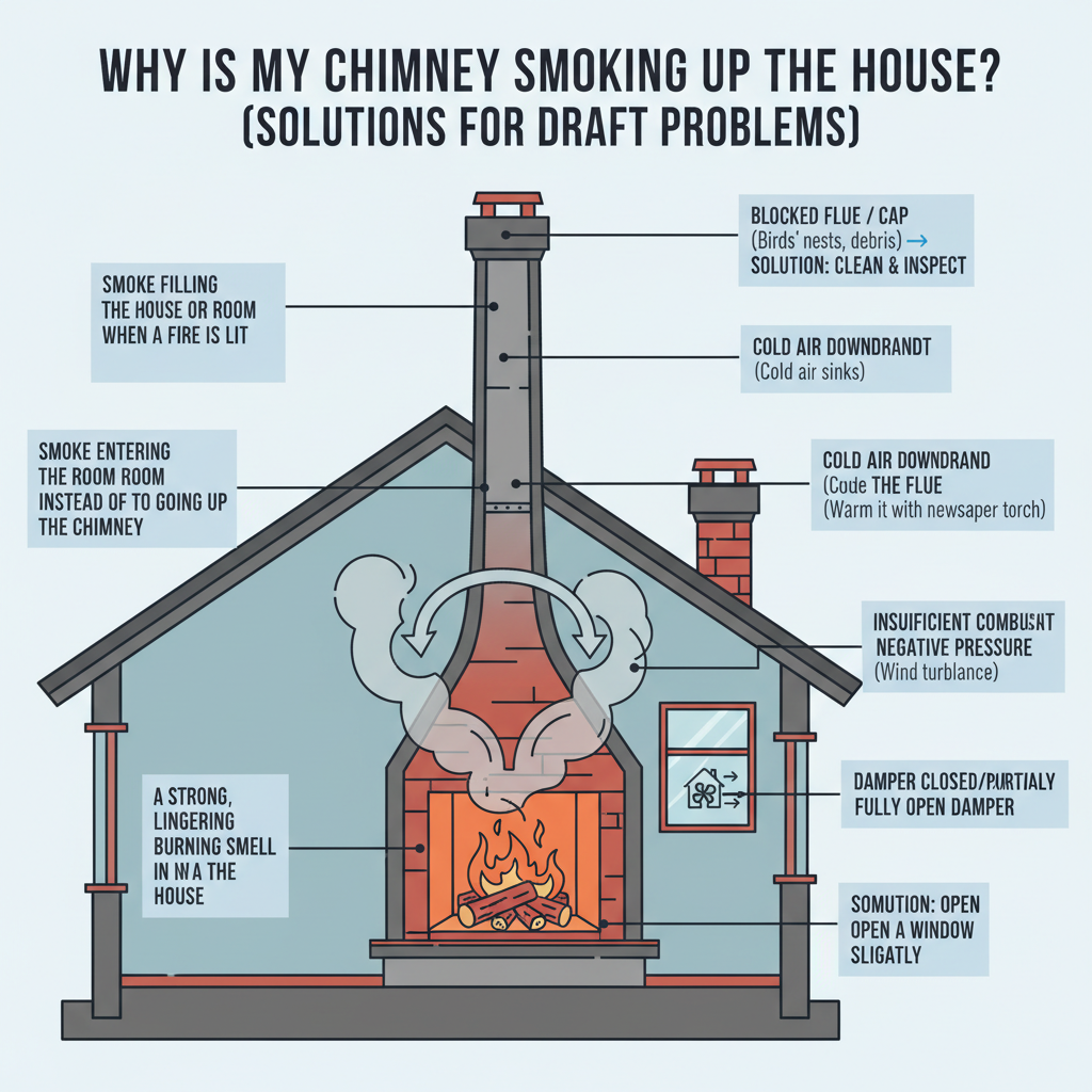 Why is my chimney smoking up the house? (Troubleshooting & Fixes) visual diagram