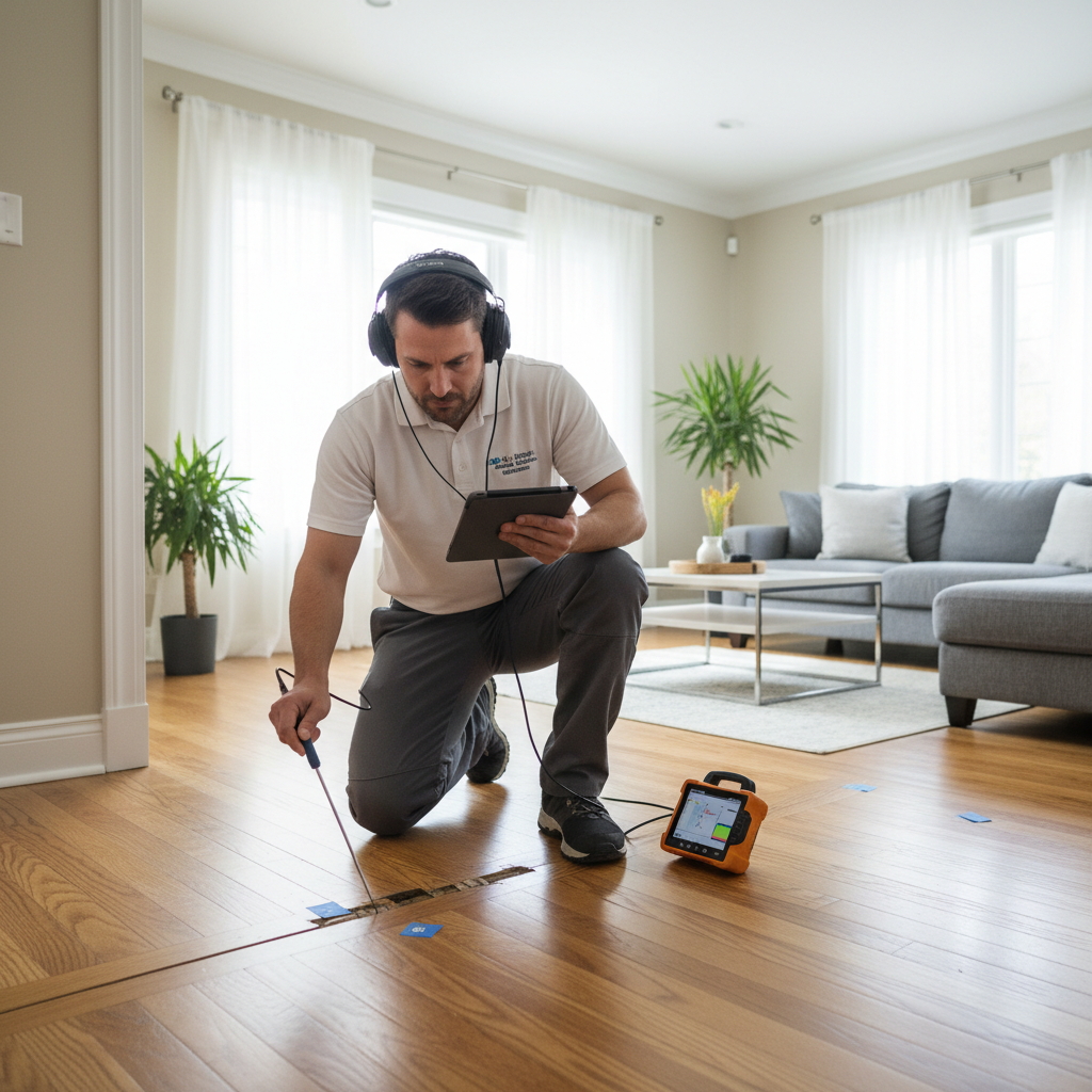 Squeaky hardwood floors and subfloors, specifically addressing creaking, popping, and groaning noises caused by movement between floor components. Troubleshooting & Fixes