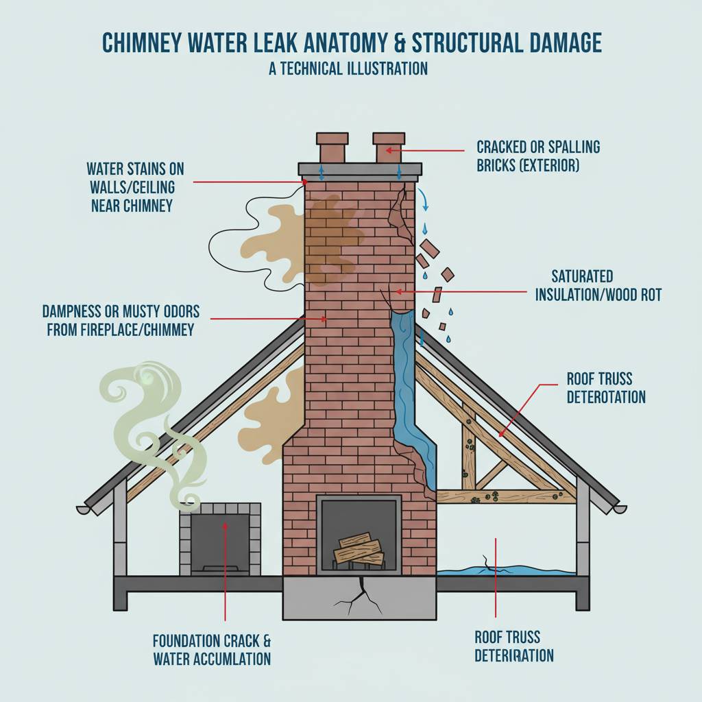Chimney Water Leaks and Damage: A Vet Tech's Troubleshooting and Fixes visual diagram