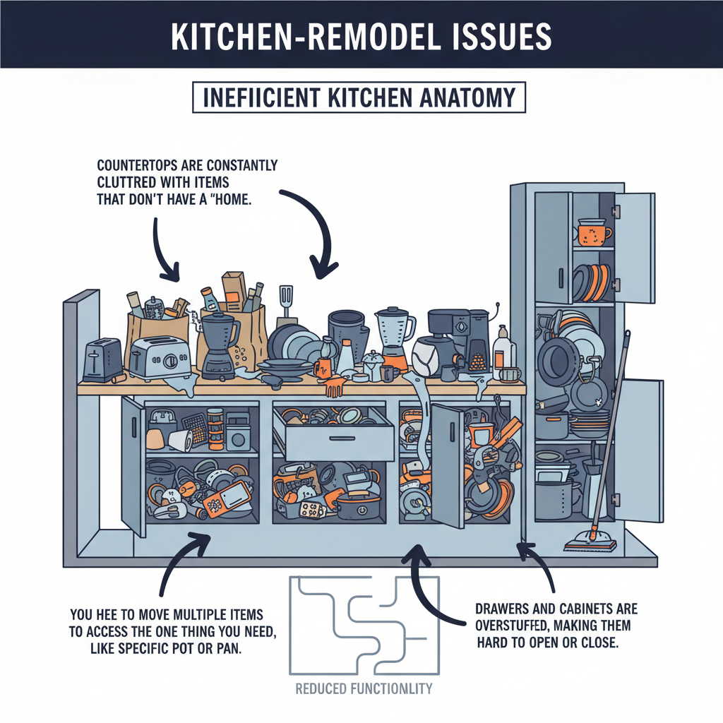 Kitchen Clutter Driving You Crazy? Troubleshooting & Fixes for Bad Layouts & Storage (2024 Guide) visual diagram