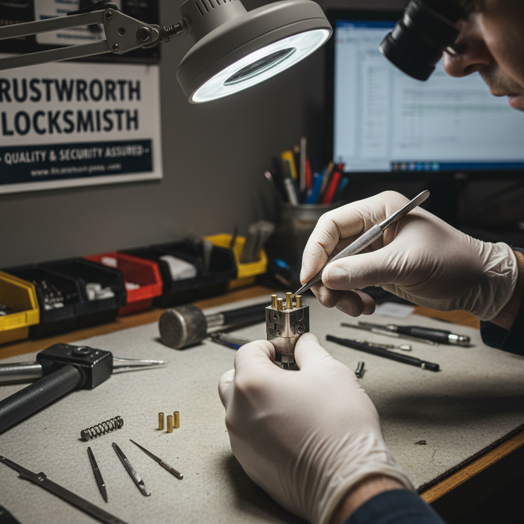 How to choose a reliable and trustworthy locksmith to avoid scams, poor quality work, security risks, and overpricing. Troubleshooting & Fixes (2024 Guide) professional repair detail
