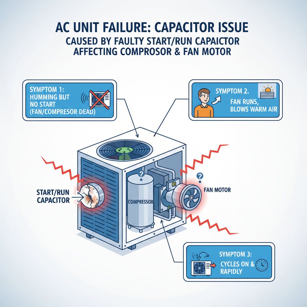 AC Unit Won't Start? Crapped-Out Capacitor Troubleshooting & Fixes (2024 Guide) visual diagram
