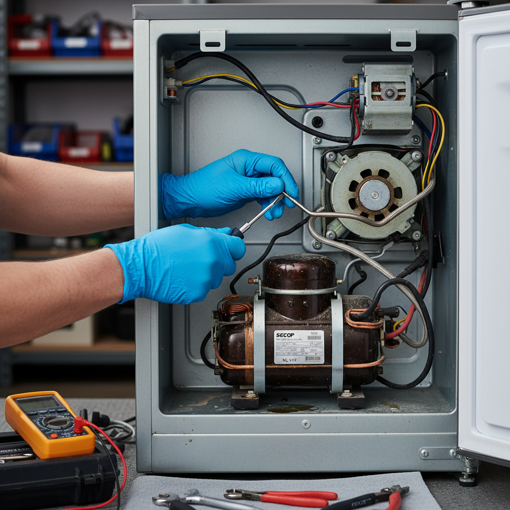 Refrigerator making loud, unusual noises beyond normal operational sounds, such as rattling, humming, buzzing, clicking, grinding, chirping, gurgling, or squealing, indicating potential mechanical issues or component failures. Troubleshooting & Fixes professional repair detail