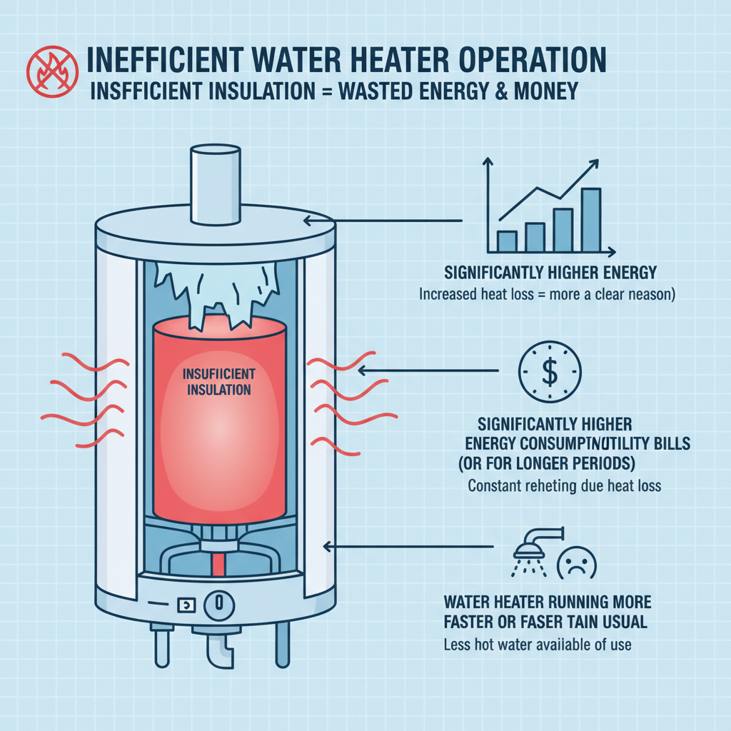 Inefficient water heater operation due to insufficient insulation, leading to higher energy consumption and increased utility bills. Troubleshooting & Fixes (2024 Guide) visual diagram