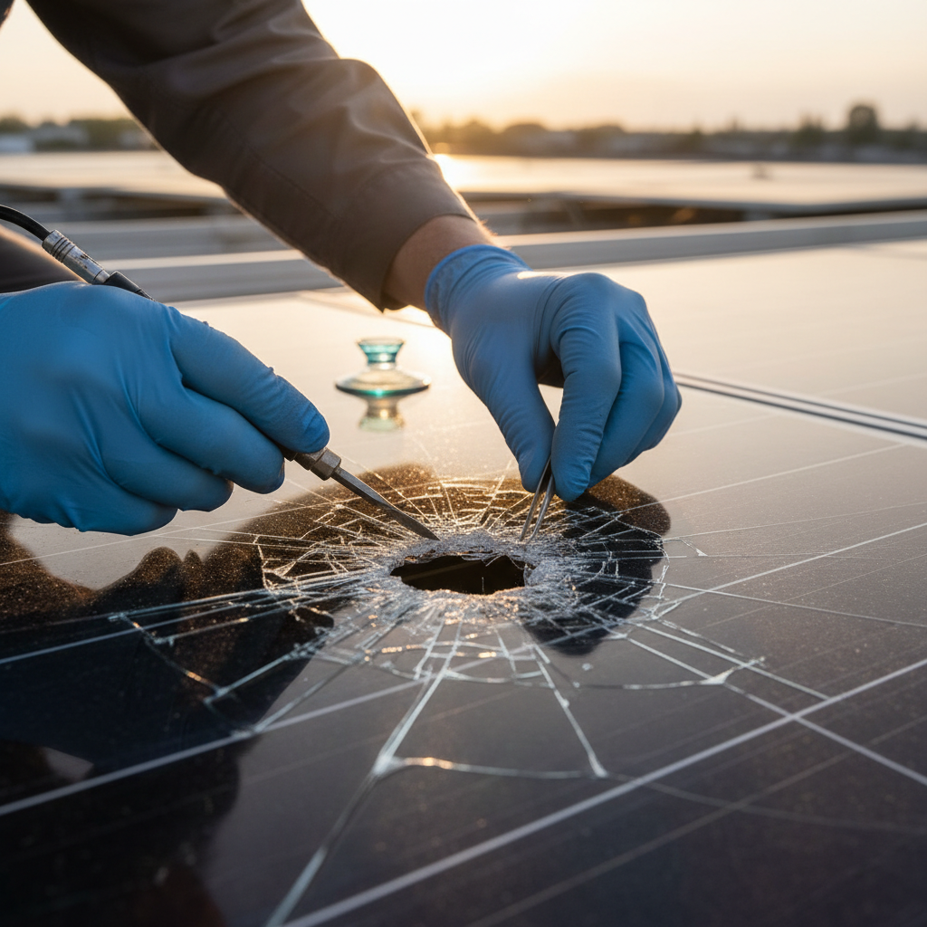 Cracked Solar Panel Glass (Troubleshooting & Fixes) professional repair detail