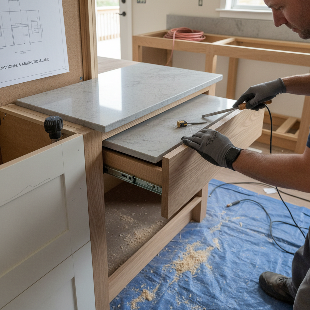 Designing, integrating, and budgeting for a functional and aesthetically pleasing kitchen island in a home kitchen remodel. Troubleshooting & Fixes professional repair detail
