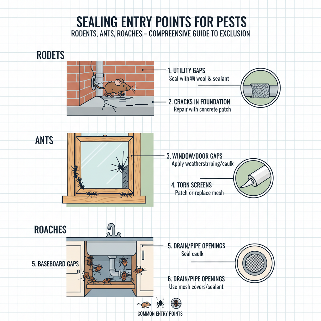 Sealing Entry Points for Pests (Rodents, Ants, Roaches) – Comprehensive Guide to Exclusion Troubleshooting & Fixes visual diagram