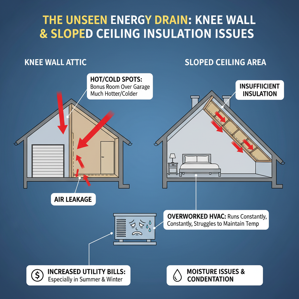 Knee Wall & Sloped Ceiling Insulation Problems (Troubleshooting & Fixes) visual diagram