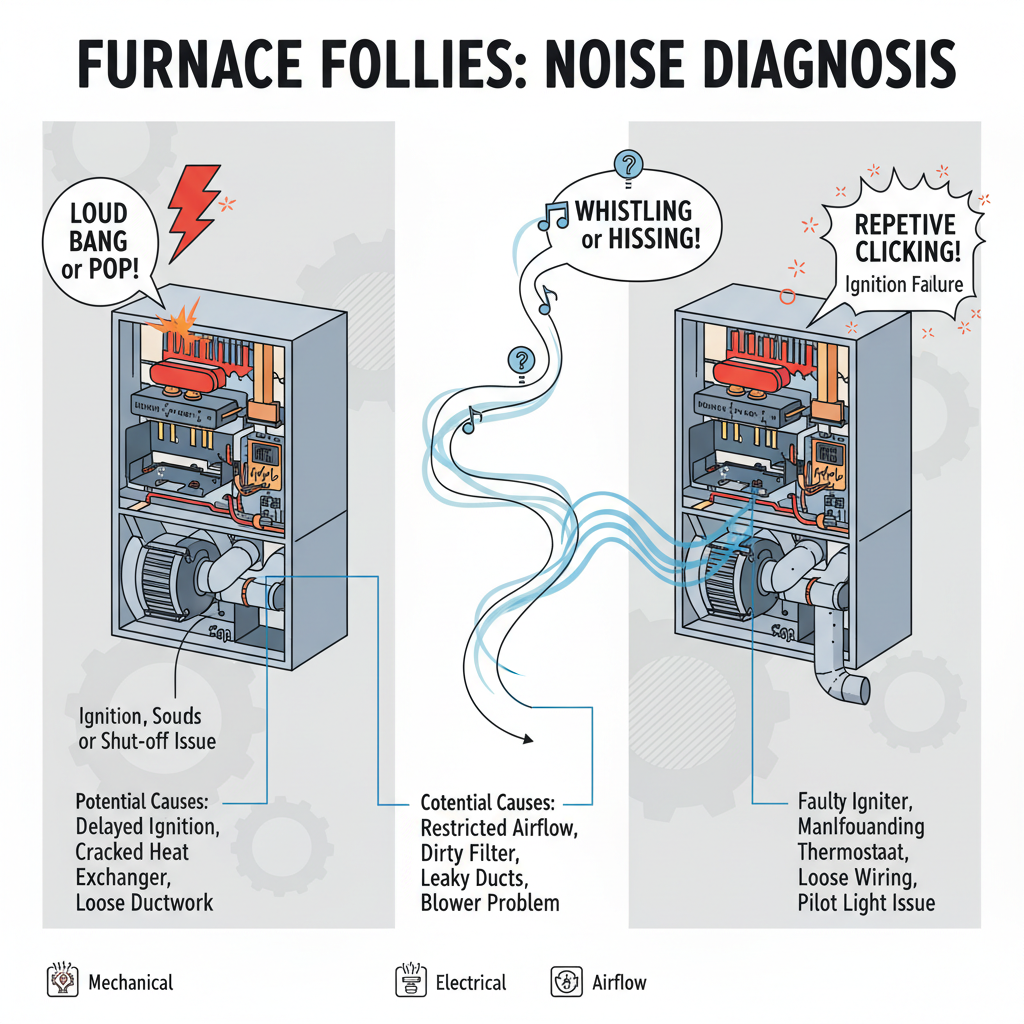 Furnace Making Various Strange Noises? Troubleshooting & Fixes from a 25-Year Vet visual diagram