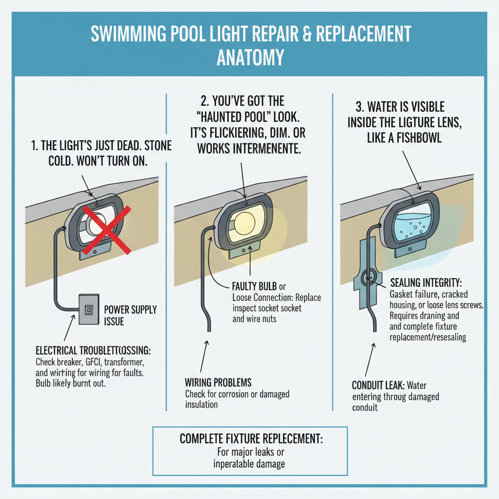 Swimming Pool Light Repair and Replacement: Troubleshooting, Fixes, & Safety (2024 Guide) visual diagram