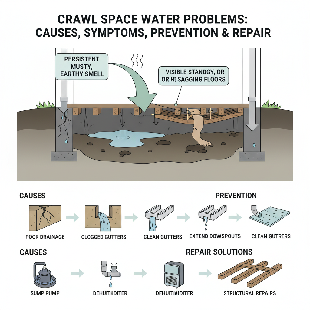 Crawl Space Water Problems (Troubleshooting & Fixes from a 25-Year Vet) visual diagram