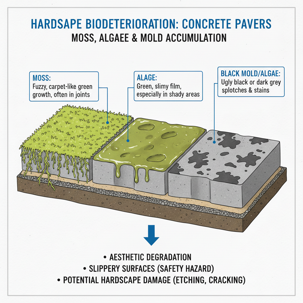 Paver Patio Moss and Algae (Troubleshooting & Fixes) visual diagram