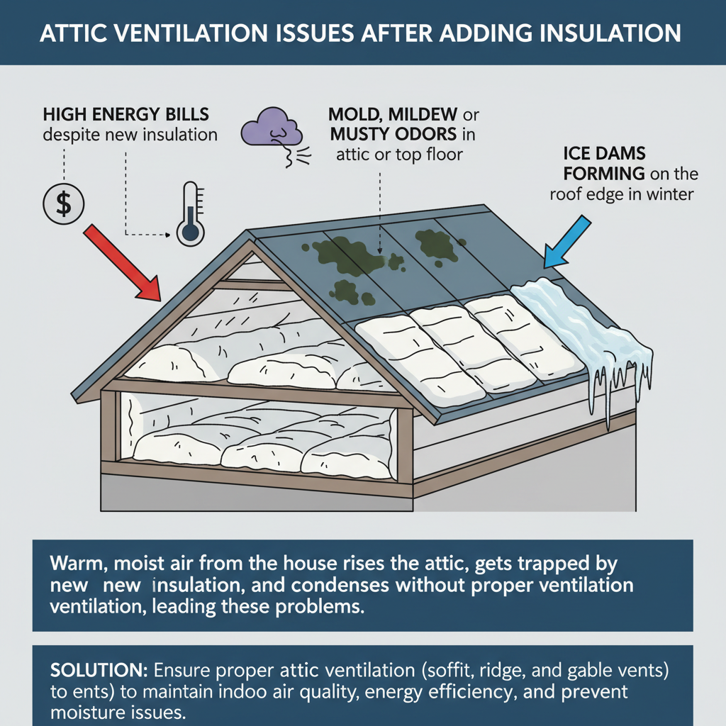 Ensuring proper attic ventilation after adding insulation to maintain indoor air quality, energy efficiency, and prevent moisture issues. Troubleshooting & Fixes (2024 Guide) visual diagram