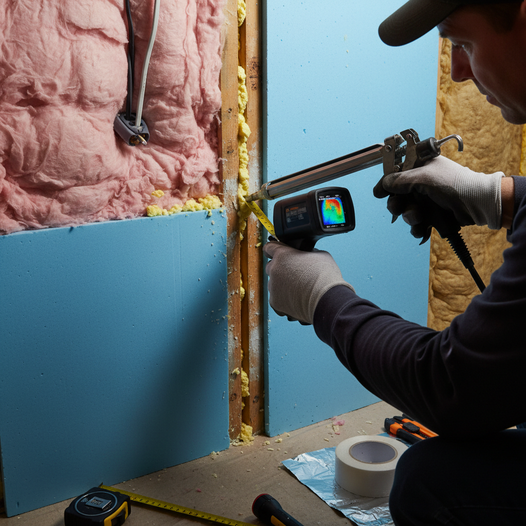 Identifying insulation gaps and air leaks through a home energy audit to improve energy efficiency, leading to higher utility bills and reduced comfort. Troubleshooting & Fixes professional repair detail